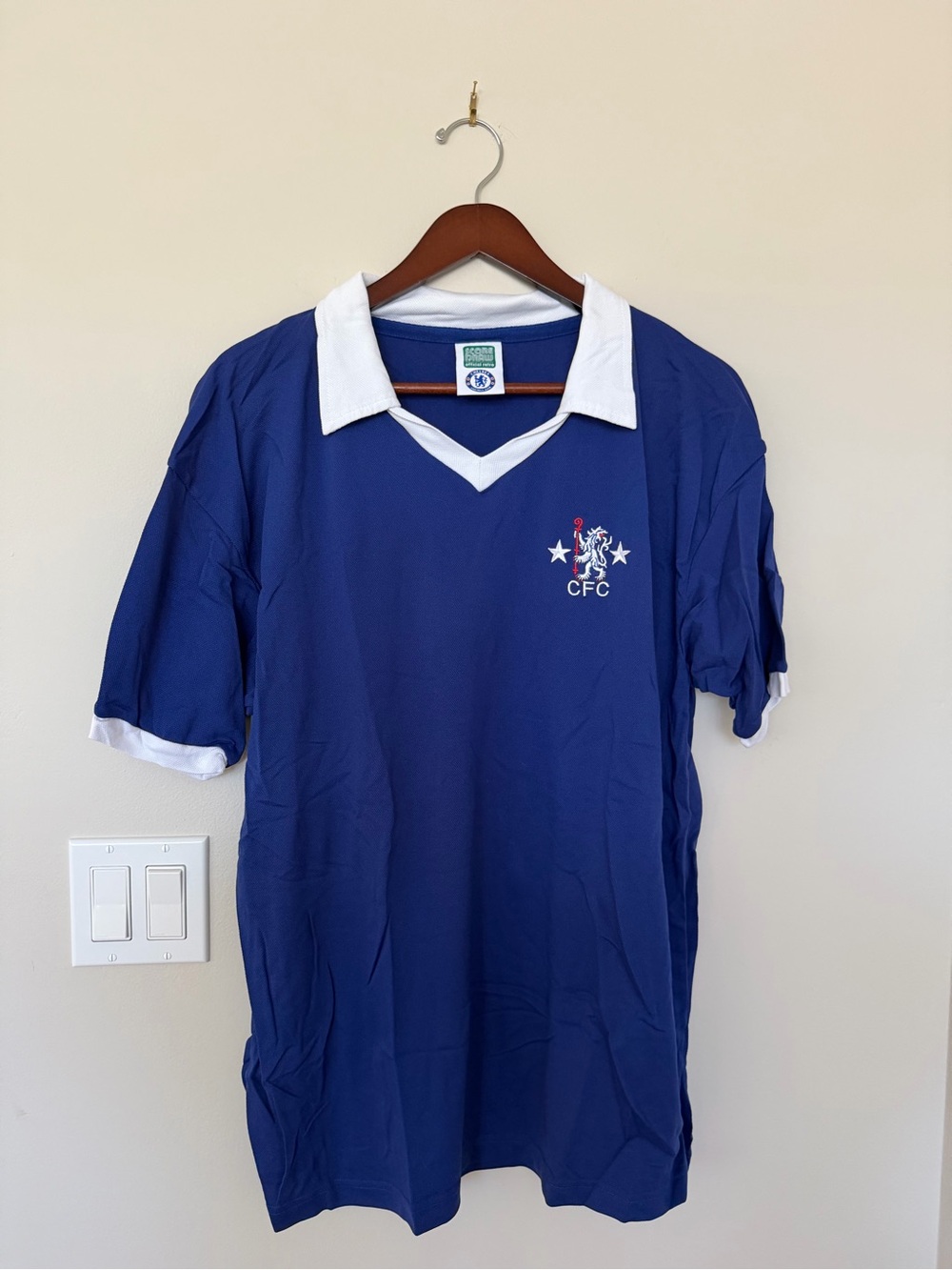CFC Men's Blue Short Sleeve Polo Shirt with White Collar